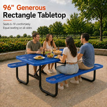 EPOFIT 96" Rectangular Outdoor Picnic Table, Carbon Steel Construction, Durable & Easy to Clean, Ideal for Backyard, Patio, Family Barbecues & Home Garden, Blue