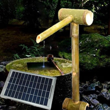 GenSDH Handmade Bamboo Fountain Kit, Solar Bird Bath Fountain, Outdoor Waterfall Feature, Garden Water Spout with Pump, for Lawn, Backyard Pond, Rockery, Stone Trough, 31.5In,31.5in