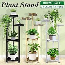 OJKJGYTF 5 Tiers Metal Plant Holder Display Shelf Home Indoor Outdoor Garden Decor Flower Stand with Foot Pad