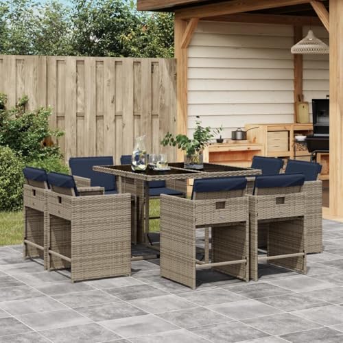 AMBERARD Patio Dining Set Set of 8 Gray Furniture Set
