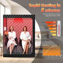 amocane Portable Infrared Sauna with 660nm Red Light, 2 Person Hot Air Sauna Personal Dry Sauna, Full Bady Home Spa, 165℉ Temperature, 2 Large Chairs, 99 Mins Timer