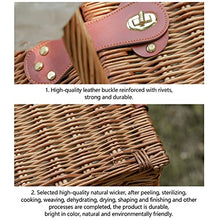 Storage Basket,Picnic Portable Wicker Hand-Woven Hamper Double Opening Set for 2 Persons for Camping and Outdoor Party
