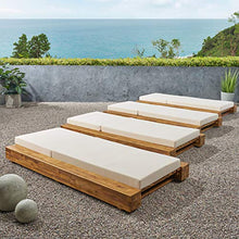 Great Deal Furniture Outdoor Acacia Wood Chaise Lounge Set of 4 Sandblast Teak Finish, Cream
