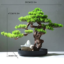 YXIANG56Q Fake Plants Simulation Welcome Pine Bonsai Ornaments Fake Tree Pine Tree Green Plants Living Room Hotel Home Entrance Decoration Soft Decoration Landscaping 18.5in Bonsai Tree(A)