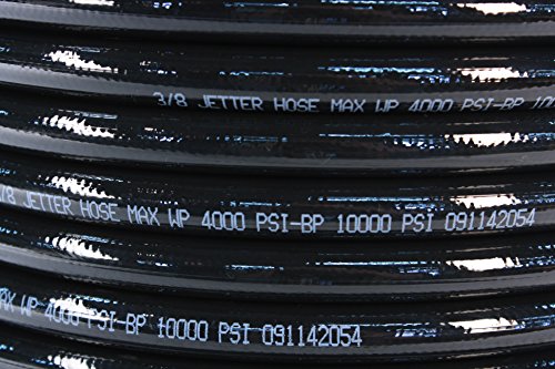 Schieffer Co. 3/8in. x 250ft. 4000 PSI Thermoplastic Sewer Jetter Hose with 8.0 Orifice Button Nose and Rotating Nozzles Clear
