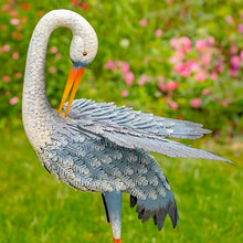 Zaer Ltd. Set of 2 44" Tall Blue and White Metal Egret Garden Figurines