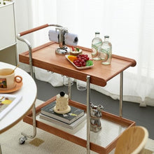 NRFJFOP Solid Wood Small Cart Set Content Frame Living Room Sofa Edge Mobile Vintage Tea Table