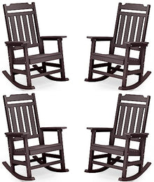 hOmeQomi Rocking Chairs Set of 4 All Weather Resistant Poly Lumber Brown