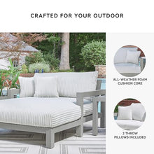 Signature Design by Ashley Moonlight View Contemporary Nuvella Weather Resistant Fabric Outdoor Chaise Lounge with Zippered Removable Cushions and Throw Pillows, Light Gray & Beige