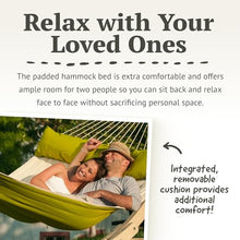 LA SIESTA® Alabama Quilted Hammock with Spreader Bar & TreeMount, Fabric Tree Hammock with Tree Straps for Beams Posts - Weatherproof Outdoor Hammock - 2 Person Double Hammock Bed - XL King, Avocado