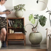 x3anggyt5 Planter Ball Shaped Aqua Green Plant Pot 3 Sizes with Drainage Hole Magnesium Clay Flower for Indoor Outdoor Room Balcony Garden Office Garden(Large)