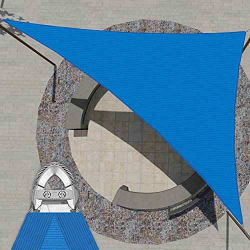 Patio Paradise 44' x 48' x 65.1' Triangle Super Ring Sun Shade Sail Blue, Large Shade Canopy Outdoor Heavy Duty Strengthen UV Block Fabric A-Ring Metal Spring Reinforcement - Customized