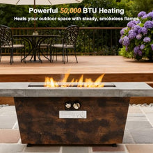 FammyLoft Propane Fire Pit Table, 42 Inch Firepits for Outside, Rectangle Gas Fire Pits for Outside Patio, Deck, Pool, 50000BTU, Tank Outside, Tank Not Included, Cement Grey