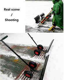 Efficient Snow Shovel with Wheels Snow Shovel with Wheels for Driveway Doorway Heavy Duty Efficient Rolling Snow Plow for Snow Removal Adjustable Handle Anti-Skid Wheels