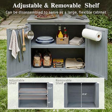 YATON Outdoor Grill Cart with Stainless Steel Top, Rolling Outdoor Kitchen Island with Storage Cabinet & 3-Tier Side Shelves, BBQ Prep Table on Wheels with Hooks for Patio Backyard,Gray