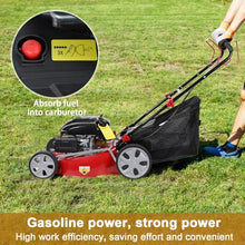 141cc Gas Engine Lawn Mower,2850RPM Gas Lawn Mower,Self Propelled Lawn Mowers, with 50L Grass Tank and Big Wheels for Small Yards Courtyard Lawns Garden Red