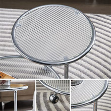 NRFJFOP Iron Art Round Rotating Edge Glass Living Room Sofa Corner Several Balcony Small Table