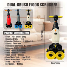 zhenmaster Advanced Cordless Floor Washer Dual-Brush Deep Cleaning Technology with Adjustable Pressure Control for Grout, Epoxy Floors and Industrial Workshop Applications(Red)