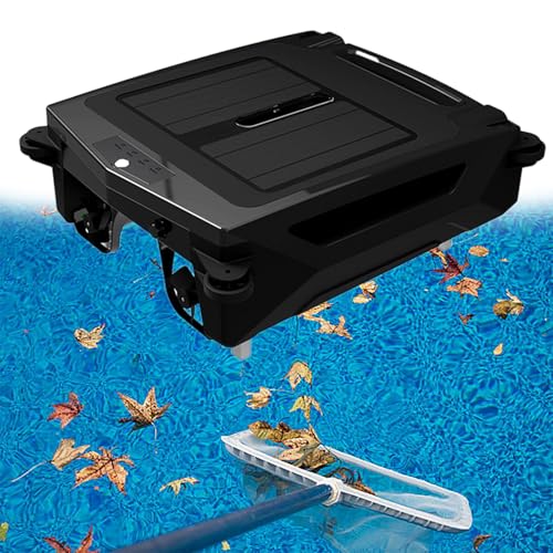 Solar Powered Robotic Pool Skimmer with Dual Charging Options and 30-Hour Continuous Cleaning Battery Power, Shallow Water Safeguard