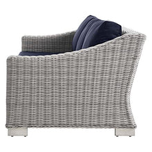 America Luxury - Outdoor Lounge Sectional Sofa Chair Set Rattan Wicker Blue