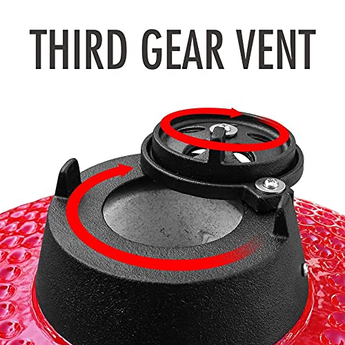 London Sunshine Ceramic Kamado Charcoal BBQ Grill 18 Inch Red