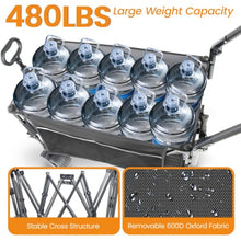 Multi-Functional Push-Pull Folding Wagon Cart with Rotating Handle & Canopy for Transport, Groceries, Outdoor Use, Heavy Duty Yard Utility Carts (Black+ Gray)