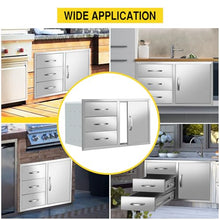 KODOM Outdoor Kitchen BBQ Island Drawers 38.3" W x 22.7" H x 20.7" D with Handles BBQ Access Single Door Triple Drawers Combo Cabinets for BBQ Island Patio Grill Station