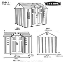 Lifetime 10×8 Ft. Outdoor Storage Shed, Dual‑Wall HDPE with Steel‑Reinforced Structure, Side‑Entry Doors with Windows, Skylight, Screened Vents, Adjustable Shelves, Slip‑Resistant Floor, UV‑Protected