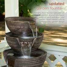 Alpine Corporation TZL101 Outdoor Floor 5-Tiered Bowl Fountain with LED Lights, Tiered Bowls Waterfall Fountain 34", Bronze
