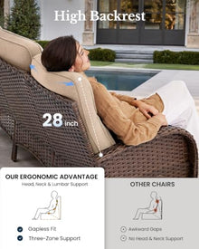 PONDET 10-Piece Patio Furniture Set Swivel Chairs with 6" Thick Cushions