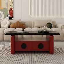Hhaoran-9863 Side End Table Modern Minimalist Coffee Table with Storage for Living Room, Small Space Luxury, Creative Design, Home Tea Table Accent Coffee Table for Living Room Bedroom Office(Red)