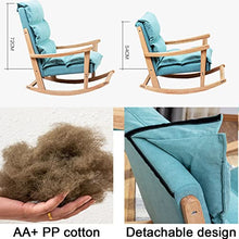 XYWGBMS Patio Lounge Chairs Upholstered Rocking Chair, Solid Wood Frame Rocker Chair with Thickened Cushion, PP Cotton Filling Padded Seat for Porch Living Room Balcony,E