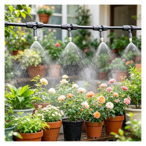 PYYDJQ Patio Mister Kit for Cooling Outdoor, Canopy/Backyard/Factories/Sun Umbrella Atomizing Sprayer Kit Misting Set, Leakproof Mister Spraying Line System