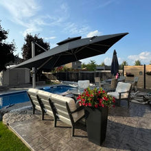 12 Feet Square Double Top Deluxe Patio Umbrella With Steel Plate Base,Black
