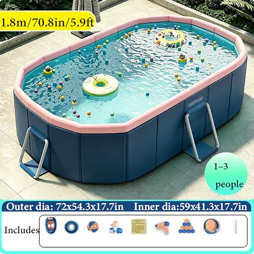 Large Foldable Pool,Non-Inflatable Pool for Adult Kids, Portable Swimming Pool, Collapsible Kid Pool for Backyard,Oversized Easy Setup Family Pool, Above Ground Garden Backyard(1.8m/70.8in/5.9ft)