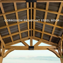 Backyard Discovery Arlington 12' x 10' Cedar Wood Outdoor Gazebo Pavilion with Hardtop Roof Walnut