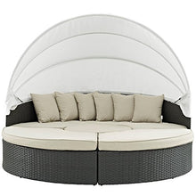 Modern Contemporary Urban Design Outdoor Patio Balcony Daybed Sofa, Beige, Rattan