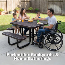 Coated Outdoor Furniture 46In Square Picnic Table, Expanded, Brown, ADA