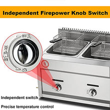 Professional Lpg Gas Fryer, 22 Liter Double Tank Lgp Fryer, Thick Stainless Steel Fryer with Baskets and Lids, Adjustable Firepower and Temperature Control, for Home and Commercial,Redlgp