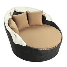 Modway Siesta Wicker Rattan Outdoor Patio Canopy Daybed in Espresso Mocha