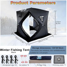 SENODON Insulated Ice Fishing Tent for 3-5 People, Outdoor Sauna Tent with 210d Oxford Fabric, Sturdy Design, Easy Setup, Camping Tents Garden, Gym,Outdoor Activities(Black-1.8m)
