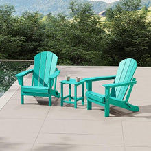 WestinTrends Malibu 3-Pieces Adirondack Chairs Set with Side Table, All Weather Outdoor Seating Plastic Patio Lawn Chair Folding for Outside Porch Deck Backyard, Turquoise