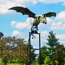 Red Carpet Studios Outdoor Sculpture - Balancing Kinetic Garden Stake Rocker, 69.5" Tall, Metallic Gold Dragon