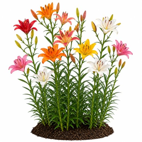 Votaniki Asiatic Lily Mixed Top Size Flower Bulbs Colorful Trumpet Blooms for Summer Gardens Cut Flower Arrangements Borders Pollinator Friendly Perennial Planting (Pack of 250)
