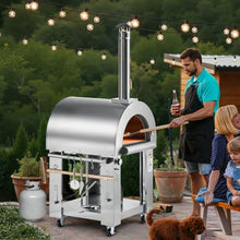 VEVOR Dual Fuel Giant Pizza Oven Outdoor, 26" Artisan Large Pizza Ovens, Pellet & Propane Gas Kiln Pizza Maker with Wheels, Pizza Stone, Multi Fuel Cooker for Camping & Backyard
