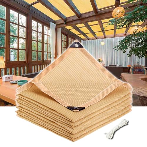 Shade Netting,Shade Cloth,Sunblock Shade Net 2×2m 2×3m 2×6m 3×3m 3×4m 4×5m 5×5m,Shade Mesh Tarp,Privacy Netting,Breathable/Anti-uv Awning,With Grommets,Beige,Customisable,Beige-12×20m(39.4*65.6ft)