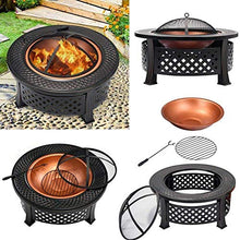 Garden Fire Pit Grill Bowl Grill Barbecue Rack Outdoor Fire Pit,31 Inch Large Bonfire Wood Burning Patio & Backyard Firepit for with Spark Screen Poker and Round Fireplace Cover