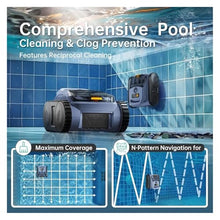 Pool Vacuum, Robotic Cleaner Wall Climbing Robot, Sonar Navigation Above Ground and Inground Pools