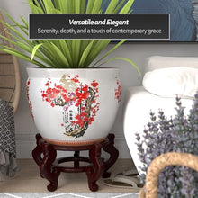 Red Lantern Large 20" Porcelain Fishbowl Cherry Blossom Planter