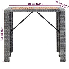 vidaXL 5-Piece Outdoor Patio Bar Set - Durable Poly Rattan and Acacia Wood - Weather-Resistant, Comfortable, Easy-Arrangement and Assembly - Gray